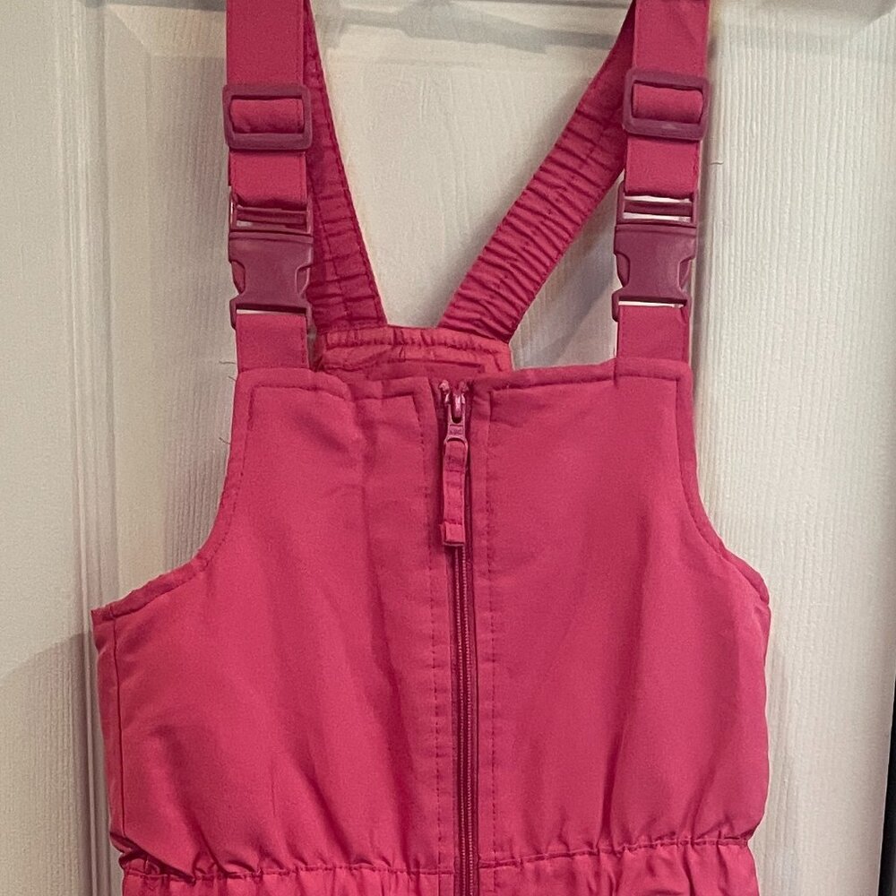 JA7028- Roebuck & Co Girls 7/8 Pink Snow Bibs Insulated Winter Overalls